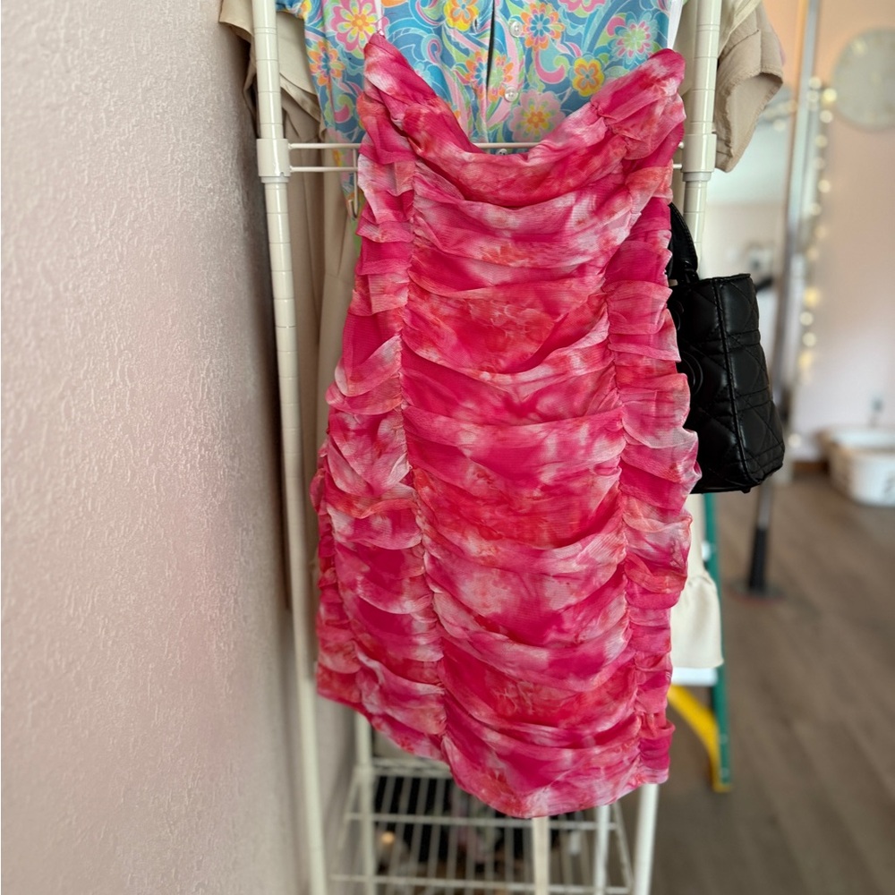 Superdown Fuchsia and White Ruffled dress